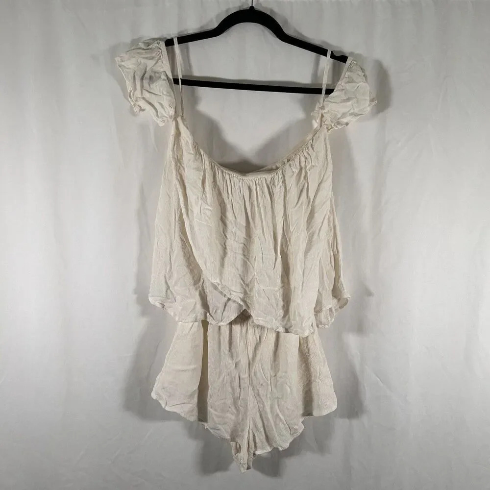 O'Neill Romper Women's Small White Cold Shoulder 2 In Inseam Stretchy